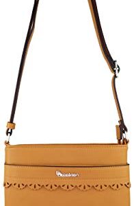 B BRENTANO Vegan Medium Crossbody Handbag Purse (Mustard - S)