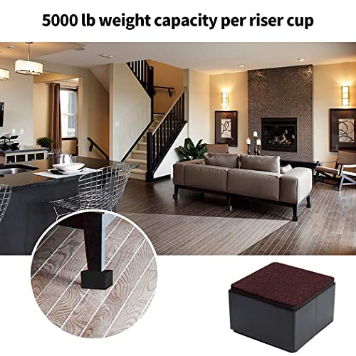 Ezprotekt 2 Inch Bed and Furniture Risers, Heavy Duty Square Sofa Table Couch Dresser Risers, Width 3.15"-Adds 2" Height, Supports 20,000 lbs - Protect Hardwood Floors from Scratches (Black, 4 Pack)