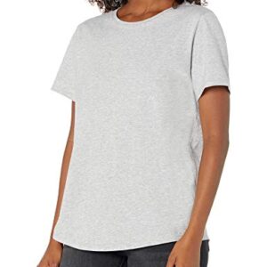 Amazon Essentials Women's Classic-Fit 100% Cotton Short-Sleeve Crewneck T-Shirt (Available in Plus Size), Pack of 2, Charcoal Heather/Light Grey Heather, Small