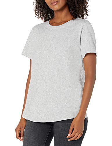 Amazon Essentials Women's Classic-Fit 100% Cotton Short-Sleeve Crewneck T-Shirt (Available in Plus Size), Pack of 2, Charcoal Heather/Light Grey Heather, Small