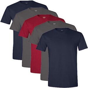 gildan men's crew t-shirts, multipack, style g1100, navy/charcoal/cardinal red (5-pack), medium