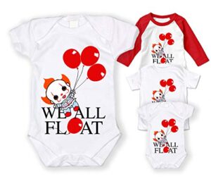 mima apparel we all float down here pennywise baby bodysuit/pennywise tshirt unisex child