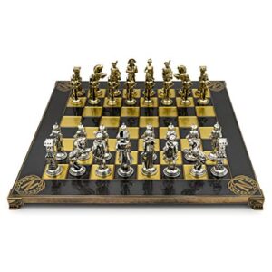 handmade napoleon metal chess set in wooden box