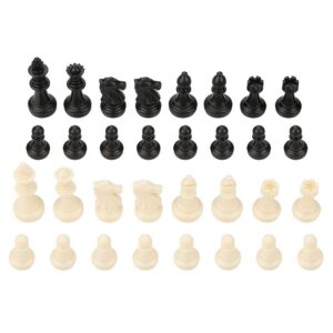 tournament chessmen full set of 32 black & white chess pieces international 32 standard chess pieces replacement cast plastic chess pieces without checkerboard 1.93inch 49mm tall