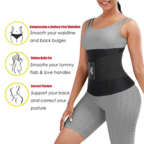 ChongErfei Waist Trainer Belt for Women - Waist Trimmer Weight Loss Ab Belt - Slimming Body Shaper(Black,Medium)