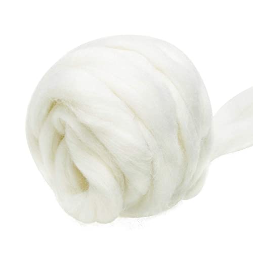 Jupean 3.53oz Wool Roving Yarn, Fiber Roving Wool Top, Wool Felting Supplies, Pure Wool, Chunky Yarn, Spinning Wool Roving for Needle Felting Wet Felting DIY Hand Spinning