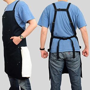 ecoZen Lifestyle Chef Apron for Men (10 oz Cotton) Ideal for Kitchen, BBQ, Cooking and Grill | Professional Grade I Fully Adjustable (M to XXL) for Perfect Fit and Comfort + Pockets