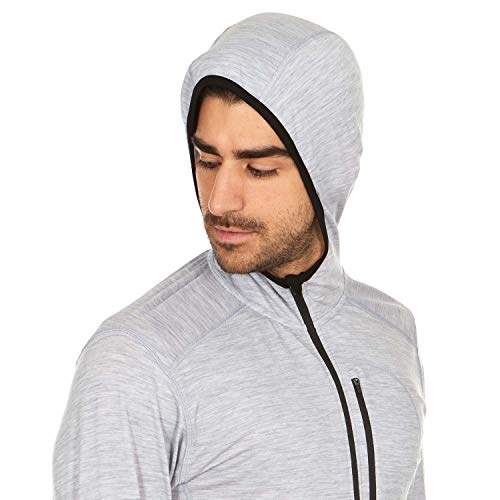 Minus33 Merino Wool Mens Micro Weight Woolverino ¼ Zip Sun Hoodie Ash Gray Medium