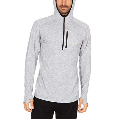 Minus33 Merino Wool Mens Micro Weight Woolverino ¼ Zip Sun Hoodie Ash Gray Medium