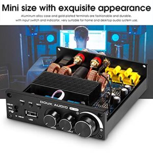 Douk Audio M1 PRO 320W Bluetooth Power Amplifier, 2 Channel Audio Amp, Wireless Receiver, for Home Stereo Speakers/Active Subwoofer, with Treble & Bass Control/U-Disk Music Player