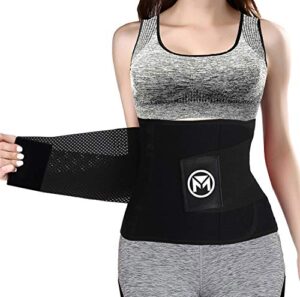 waist trainer belt for women & man waist trimmer weight loss workout fitness back support belts (black,medium)