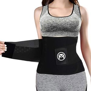 Waist Trainer Belt for Women & Man Waist Trimmer Weight Loss Workout Fitness Back Support Belts (Black,Medium)