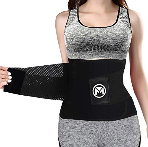 Waist Trainer Belt for Women & Man Waist Trimmer Weight Loss Workout Fitness Back Support Belts (Black,Medium)