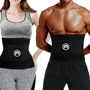 Waist Trainer Belt for Women & Man Waist Trimmer Weight Loss Workout Fitness Back Support Belts (Black,Medium)