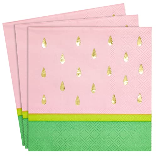 145-Pieces Pink Watermelon Party Supplies for Birthday, Baby Shower, Summer Decorations, Set includes Paper Plates, Napkins, Cups, Cutlery, and Tablecloth (Serves 24)