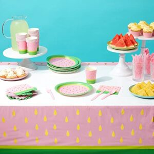 145-Pieces Pink Watermelon Party Supplies for Birthday, Baby Shower, Summer Decorations, Set includes Paper Plates, Napkins, Cups, Cutlery, and Tablecloth (Serves 24)