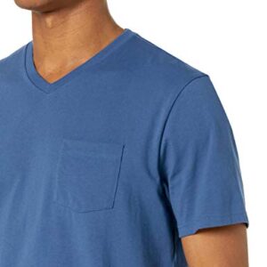 Amazon Essentials Men's Regular-Fit Short-Sleeve V-Neck Pocket T-Shirt, Pack of 2, Blue/Charcoal Heather, X-Large