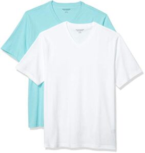 amazon essentials men's regular-fit short-sleeve v-neck t-shirt, pack of 2, aqua blue/white, xx-large