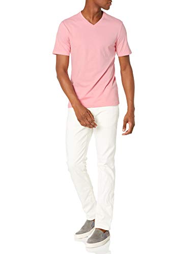 Amazon Essentials Men's Slim-Fit Short-Sleeve V-Neck T-Shirt, Pack of 2, Light Pink/White, X-Large