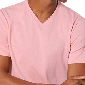 Amazon Essentials Men's Slim-Fit Short-Sleeve V-Neck T-Shirt, Pack of 2, Light Pink/White, X-Large