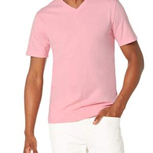 Amazon Essentials Men's Slim-Fit Short-Sleeve V-Neck T-Shirt, Pack of 2, Light Pink/White, X-Large