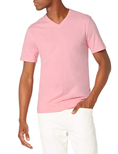 Amazon Essentials Men's Slim-Fit Short-Sleeve V-Neck T-Shirt, Pack of 2, Light Pink/White, X-Large