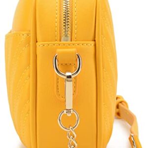 lola mae Quilted Crossbody Bag, Trendy Design Shoulder Purse (Mustard)