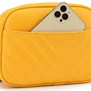 lola mae Quilted Crossbody Bag, Trendy Design Shoulder Purse (Mustard)