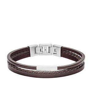 fossil men's leather bracelet, color: brown (model: jf03323040)