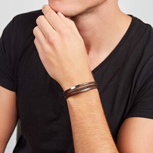 Fossil Men's Leather Bracelet, Color: Brown (Model: JF03323040)