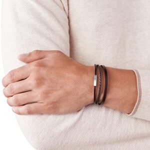 Fossil Men's Leather Bracelet, Color: Brown (Model: JF03323040)