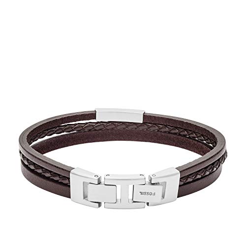 Fossil Men's Leather Bracelet, Color: Brown (Model: JF03323040)