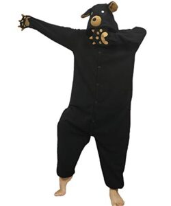 dressfan animal onesie bear onesie cosplay costume with paw glove black white (s(59"-63"), black)