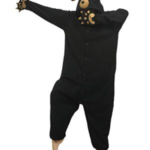 dressfan Animal Onesie Bear Onesie Cosplay Costume with Paw glove black white (S(59"-63"), Black)