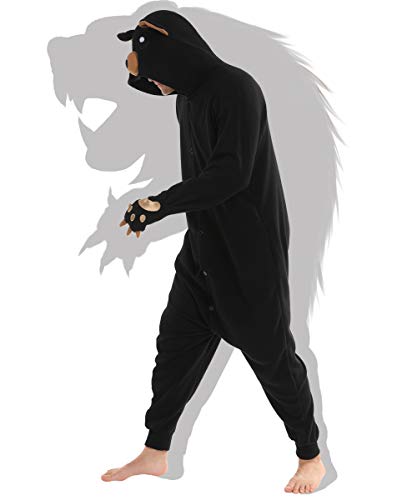 dressfan Animal Onesie Bear Onesie Cosplay Costume with Paw glove black white (S(59"-63"), Black)