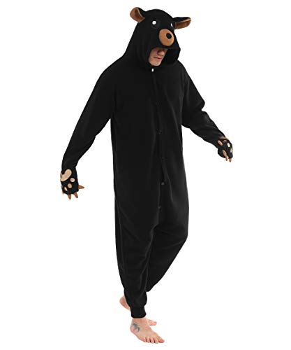 dressfan Animal Onesie Bear Onesie Cosplay Costume with Paw glove black white (S(59"-63"), Black)