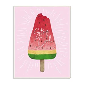 Stupell Industries Stay Cool Watermelon Ice Cream Pink Red Kids Nursery, Design by Artist Ziwei Li Wall Art, 10 x 15, Wood Plaque