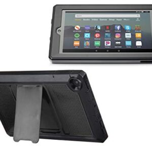 Nupro Heavy Duty Shock-Proof Standing Cover with Screen Protector For Fire 7 Tablet, Black