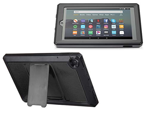 Nupro Heavy Duty Shock-Proof Standing Cover with Screen Protector For Fire 7 Tablet, Black
