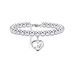 monily initial bracelet for girl heart tag bead bracelet letter a bracelets birthday gifts