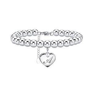 Monily Initial Bracelet for Girl Heart Tag Bead Bracelet Letter A Bracelets Birthday Gifts