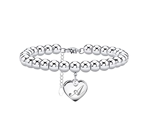 Monily Initial Bracelet for Girl Heart Tag Bead Bracelet Letter A Bracelets Birthday Gifts