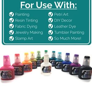 T-Rex Inks Premium Alcohol Inks Starter Set- 12 Vibrant XL Colors - Alcohol Ink for Epoxy Resin Dye, Painting, Tumbler Making & More - Storage Box & Alcohol Ink Blending Solution - 20ml Bottles