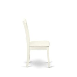 East West Furniture Dublin 5 Piece Room Set Includes a Round Dining Table with Dropleaf and 4 Fabric Upholstered Chairs, 42x42 Inch, Linen White