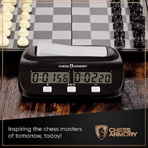 Chess Armory Digital Chess Clock - Portable Timer with Tournament and Bonus Time Features