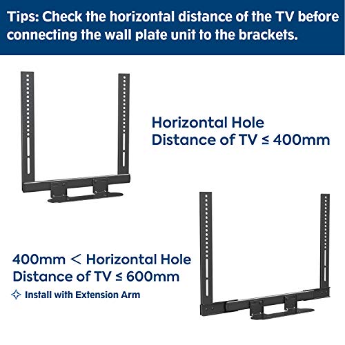 Mounting Dream Soundbar Mount with Easy Access Design for SONOS Beam, SoundBar Bracket with Sliding Block Fits TV up to VESA 600x400mm, Compatible with The Beam Constructed of Duty Aluminum Profile