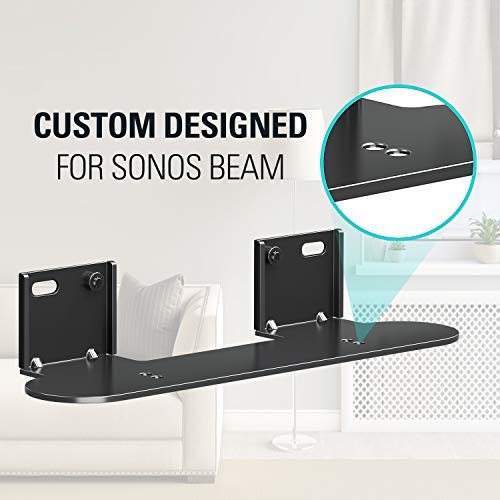 Mounting Dream Soundbar Mount with Easy Access Design for SONOS Beam, SoundBar Bracket with Sliding Block Fits TV up to VESA 600x400mm, Compatible with The Beam Constructed of Duty Aluminum Profile