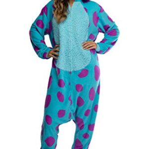 Disney Monsters Inc. Adult Sulley Kigurumi Sherpa Fleece Cosplay Costume One Piece Union Suit (L/XL) Blue