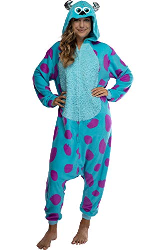 Disney Monsters Inc. Adult Sulley Kigurumi Sherpa Fleece Cosplay Costume One Piece Union Suit (L/XL) Blue