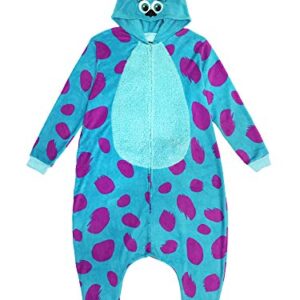 Disney Monsters Inc. Adult Sulley Kigurumi Sherpa Fleece Cosplay Costume One Piece Union Suit (L/XL) Blue